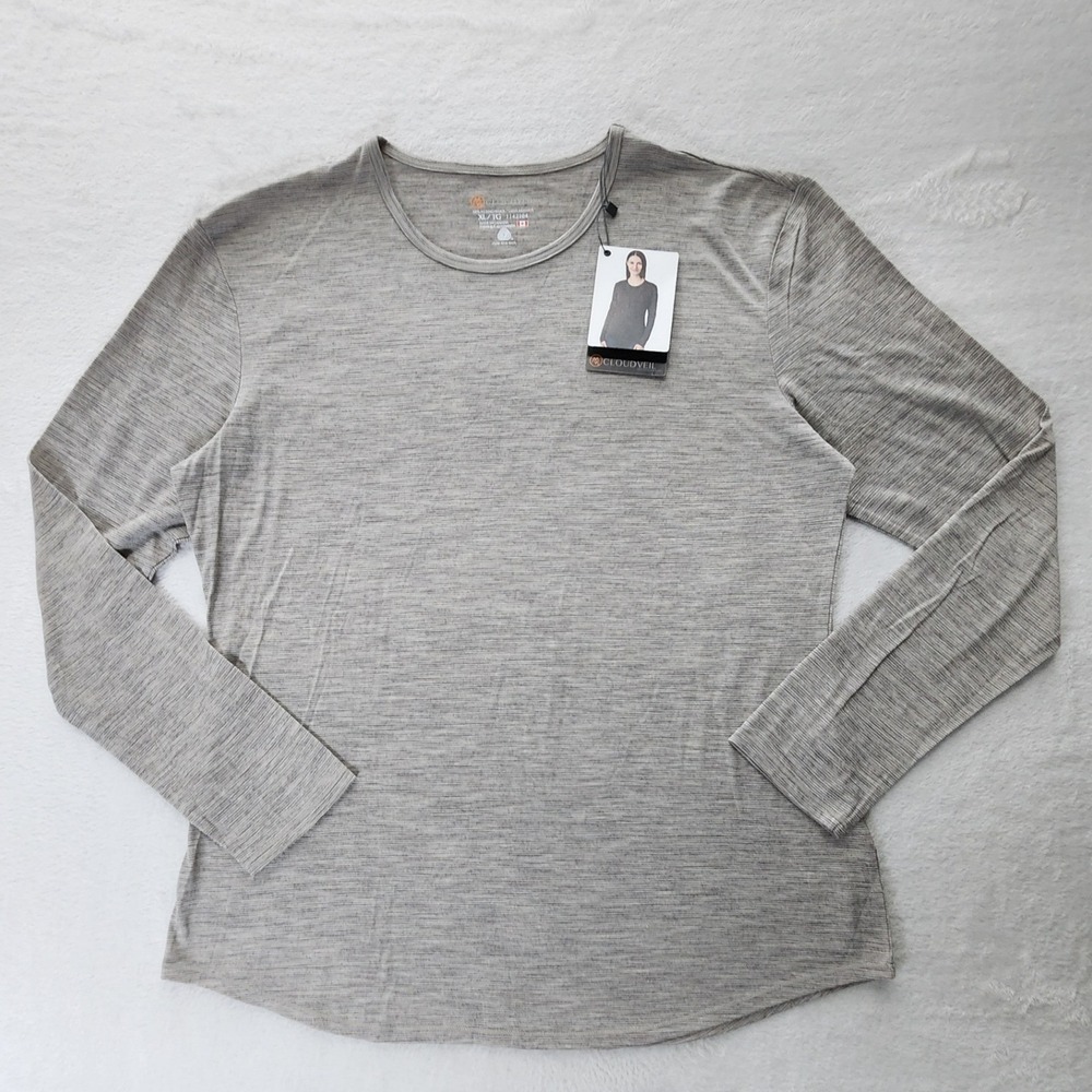 NEW Cloudveil 100% Merino Wool Long Sleeve Top Womens XL Base Layer Ski Hiking